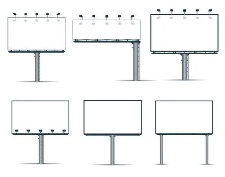 Diagram comparing steel billboard structures and lighting arrangements