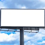 Steel billboard structure with a blank outdoor advertising panel