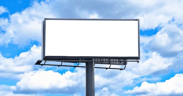Steel billboard structure with a blank outdoor advertising panel