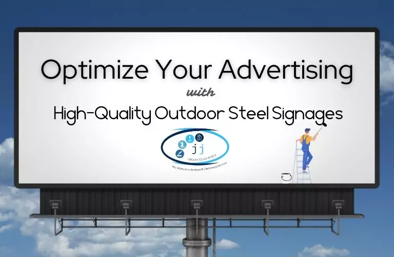 Outdoor steel signage article graphic on a billboard