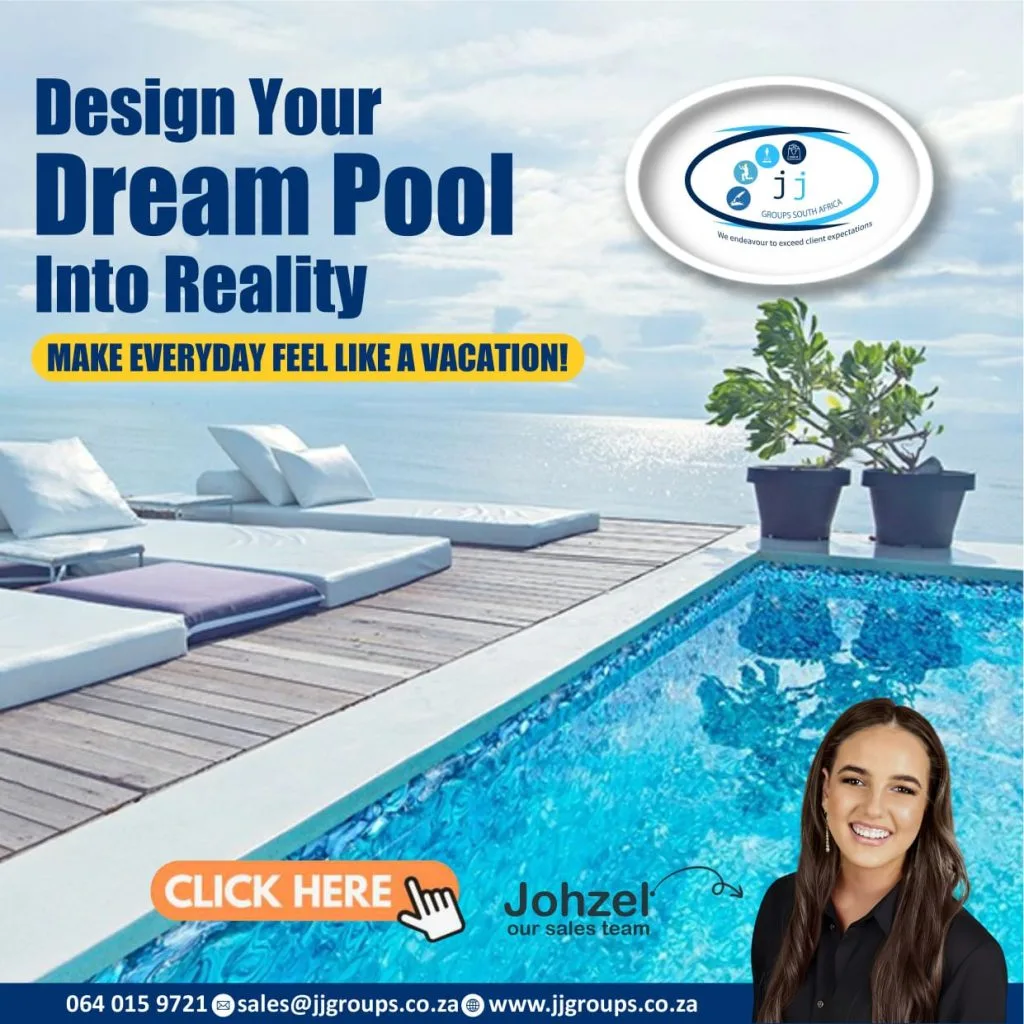 Swimming pool design and installation promotional graphic